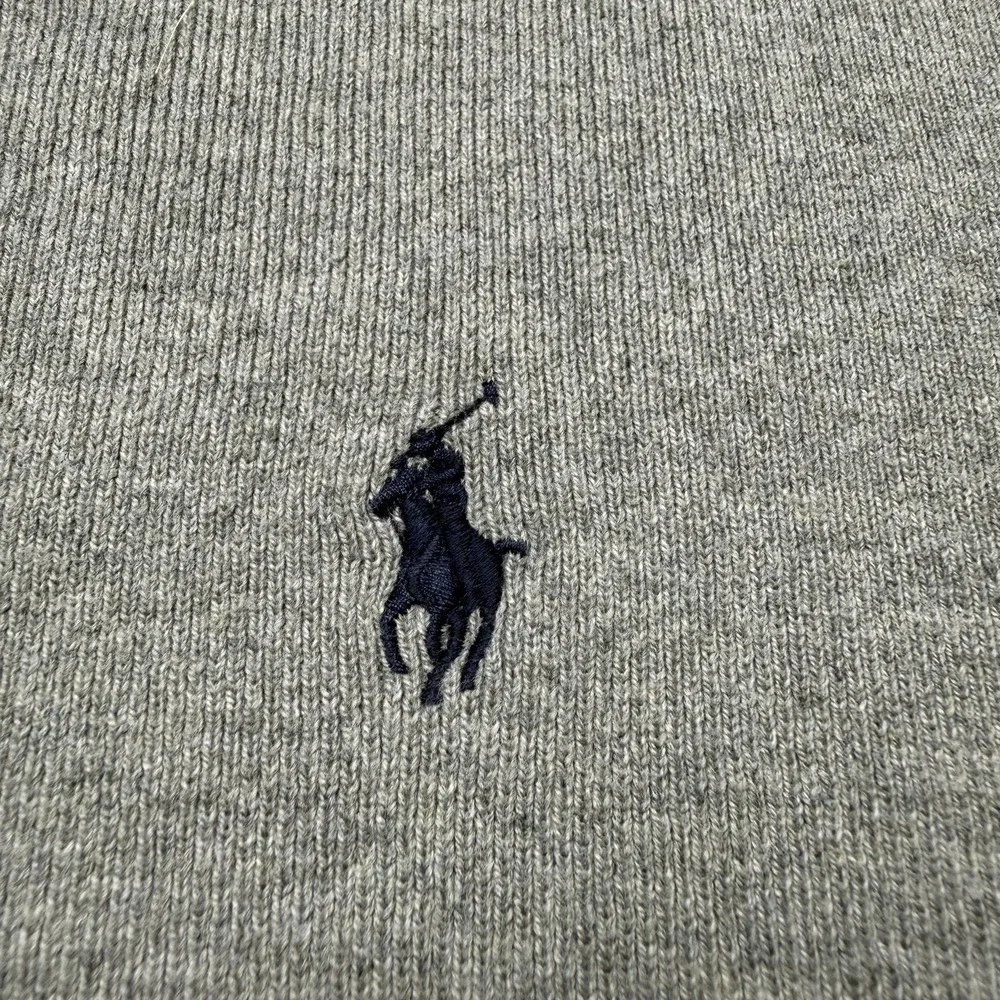 Polo Ralph Lauren Men's Gray Crewneck Cotton Knit Sweater Embroidered Logo L